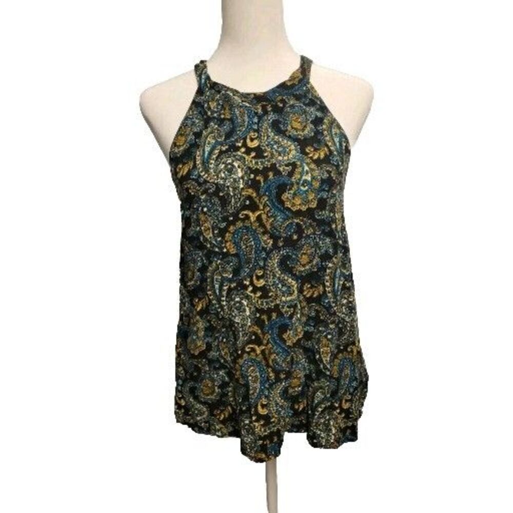 Love Culture Top Womens Medium Paisley Halter Neck Bohemian Festival Hippie